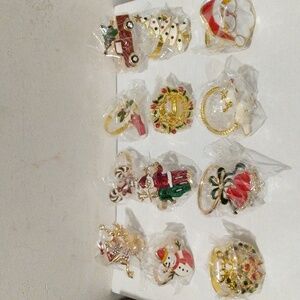 12 Goldtone Christmas Napkin Rings Advent Calendar 🆕